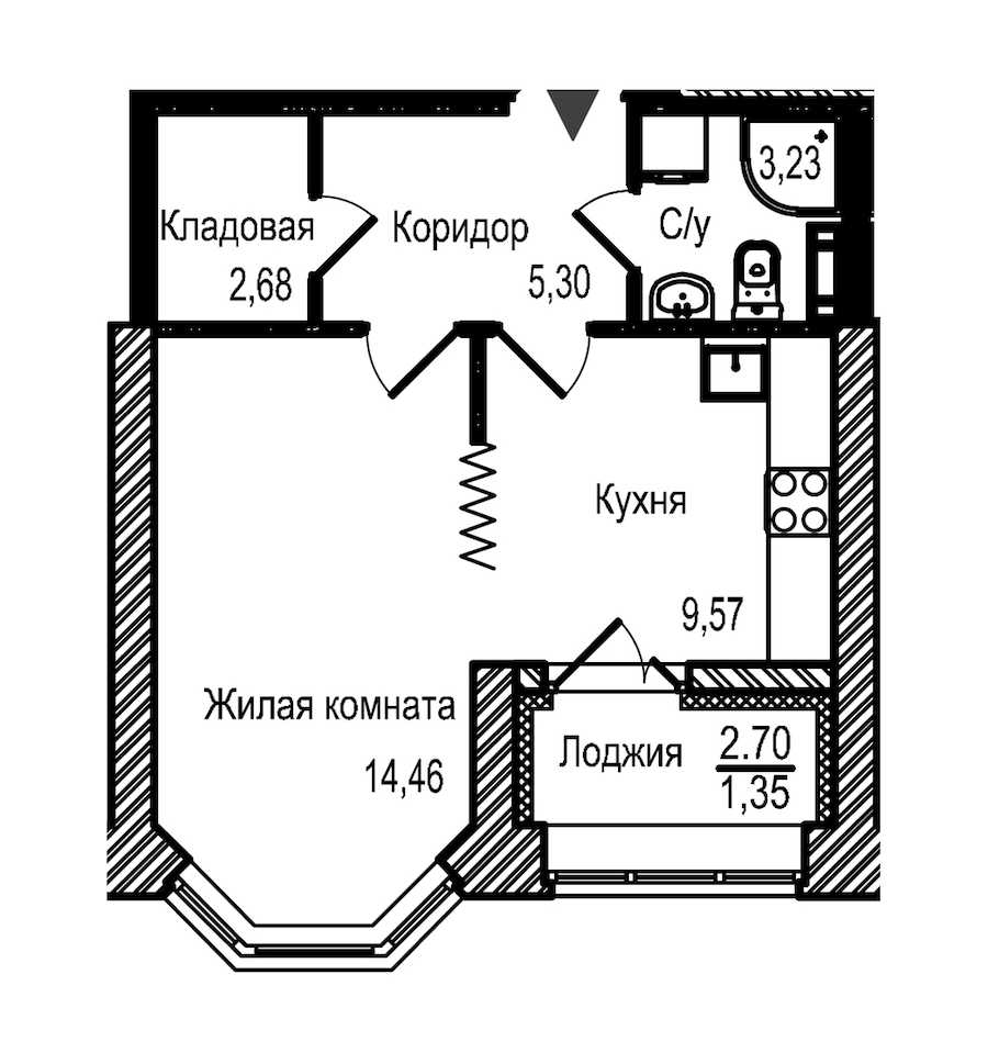 Однокомнатная квартира в Строительный трест: площадь 36.59 м2 , этаж: 12 – купить в Санкт-Петербурге